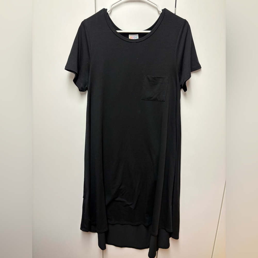 LuLaRoe Solid Black T-Carly Hi-Lo Dress, size M